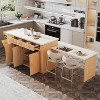 ATJafurn Farmhouse Style Kitchen Island with Storage Cabinet and Drawer, Modern Wooden Dining Room Prep Table with Expandable Desktop for Living Room - 2 of 4