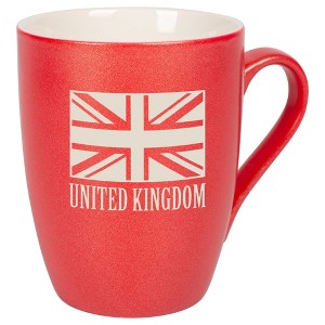 Elanze Designs United Kingdom Flag 10 Ounce Ceramic Laser-Etched Engraved Drinkware Mug, Metallic Crimson Red - 1 of 4