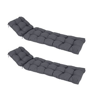 Aoodor 76" x 22" x 5.1" Polyester Tufted Chaise Lounge Cushion, Water-Resistant & Fade-Resistant Cushion for Outdoor Wicker Chaise Lounge Use, 2 Pack - 1 of 4