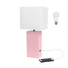 Modern Leather Table Lamp with USB and Fabric Shade - Elegant Designs - 3 of 4