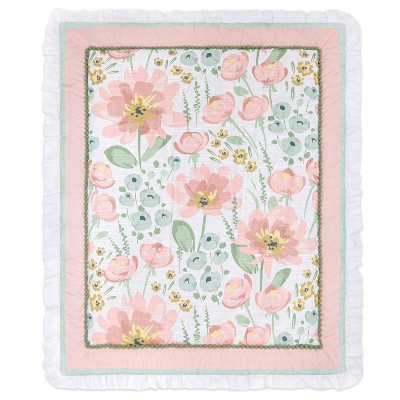 Organic Cotton Pink Floral Reversible Toddler Comforter Set