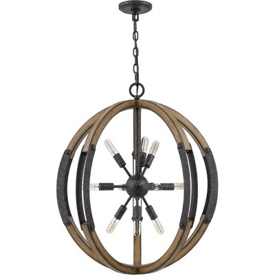 Babaton Matte Black 10-Light Globe Pendant with Glass Accents
