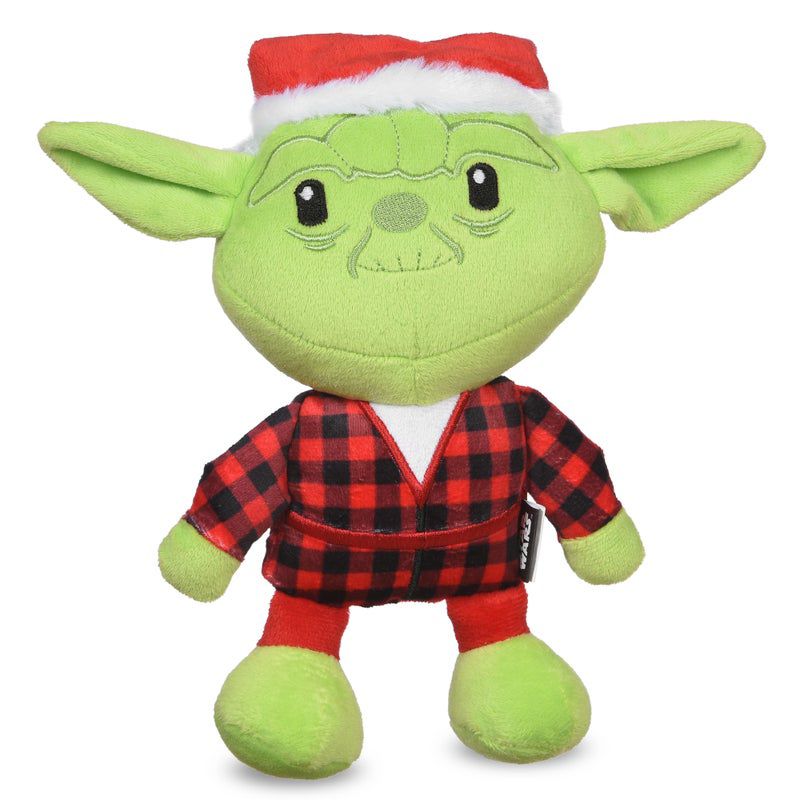Star Wars: 6" Holiday Yoda Santa with Plaid Plush Squeaker Toy, 1 of 5
