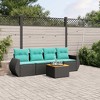 vidaXL 5 Piece Patio Sofa Set with Cushions Black Poly Rattan - Black - 2 of 4