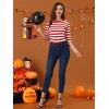 INSPIRE CHIC Women's Elbow Sleeves Boat Slim Fit Casual Stripe Animal Print Multi Floral Pattern T-Shirt - 2 of 4