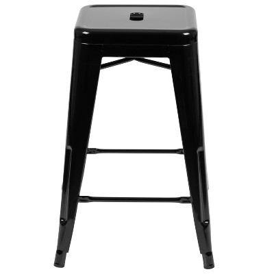 Industrial Chic 41" Black Wood & Metal Stackable Bar Stool, Set of 4