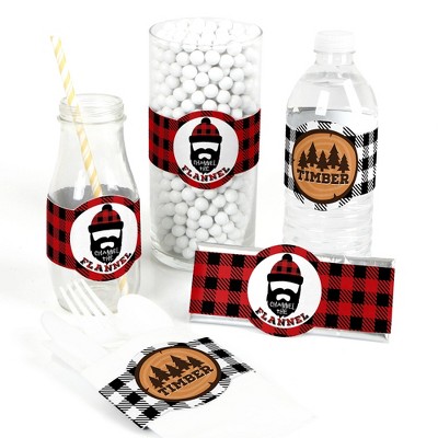 Big Dot of Happiness Lumberjack - Channel the Flannel - DIY Party Supplies - Buffalo Plaid Party DIY Wrapper Favors and Decorations - Set of 15