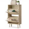 KTMBDW Shoe Rack Storage Organizer with 2 Natural Semi-Circular Rattan Doors, Entryway Wooden Shoe Cabinet for Sneakers, Leather Shoes, High Heels - 4 of 4