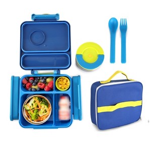 NewHome"Kids Lunch Box with Thermal Container, Insulated Bag, 2 Compartments, Spoon & Fork, Spill-Resistant"Blue - 1 of 4