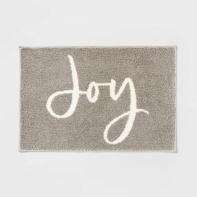 Image of 20"x30" 'Joy' Christmas Bath Rug Gray - Threshold™