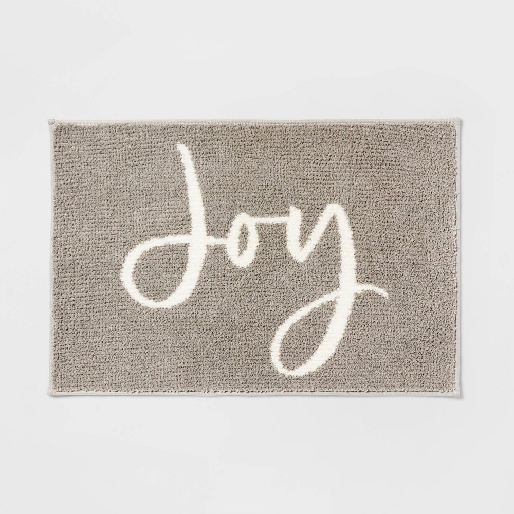 20"x30" 'Joy' Christmas Bath Rug Gray - Threshold