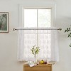 HLC.ME Jolene Floral Rod Pocket Lace Semi Sheer Voile Short Cafe Tiers - Set of 2 - 3 of 4