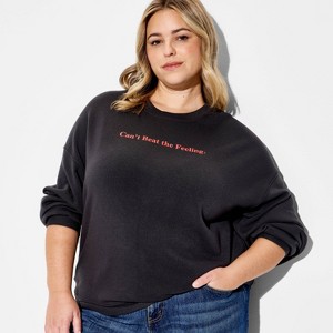 Women's Coke Can't Beat the Feeling Fleece Graphic Sweatshirt - Black - 1 of 3