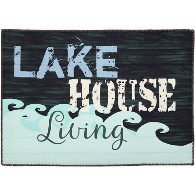 Olivia's Home Lake House Life Doormat – Indoor Decorative Accent Mat, Hand-Hooked Cabin Style, 22" x 32", Rustic Lodge Decor