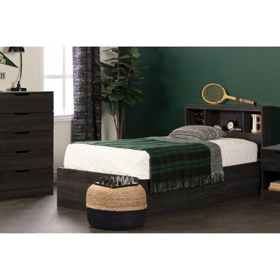 Gray Oak Twin Wood Headboard with Storage