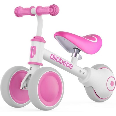 Allobebe Baby Balance Bike for Ages 1-3 – Adjustable Seat, Silent & Soft 3-Wheel Ride On, Rose Red