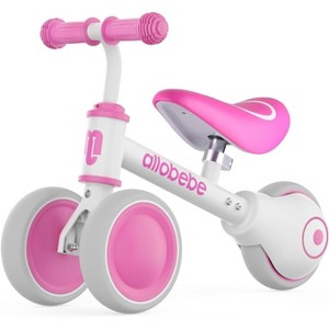 Allobebe Baby Balance Bike for Ages 1-3 – Adjustable Seat, Silent & Soft 3-Wheel Ride On, Rose Red - 1 of 4