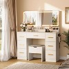 Vanity Desk with Large Mirror and Lights, 3 Lighting Modes Adjustable Brightness, Vanity Table with Power Outlet & 8 Drawers for Bedroom - 3 of 4