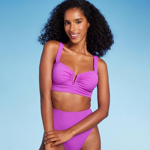Women's V-Wire Bandeau Bikini Top - Shade & Shore™ Purple 34DD