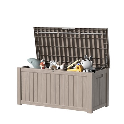 Lirago 180 Gal 680L Outdoor Storage Box with Lid Weatherproof Polypropylene Resin UV Protected KD Design Brown