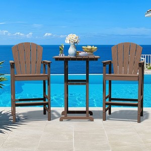Hyleory 3-Piece HDPE Patio Bar Set with Adirondack Bar Stools - Durable Outdoor Furniture for Stylish Entertaining - 1 of 4