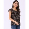INSPIRE CHIC Women's Chiffon Ruffle Sleeve Square Neck Floral Print Blouse - 3 of 4