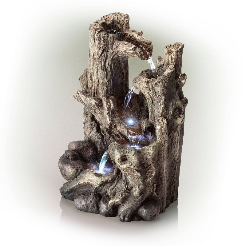 14&#34; Resin 5-Tiered Rainforest Tree Trunk Tabletop Fountain Brown - Alpine Corporation, 4 of 8