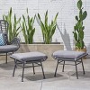 KWPZQEB Faux Rattan Outdoor Patio Ottomans Set of 2, Outdoor Wicker Footrest with Upholstered & Iron Frame, Multipurpose Rattan Ottomans for Indoor - 4 of 4