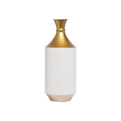 Modern  White Painted Brass Metal Decorative Vase - Foreside Home & Garden