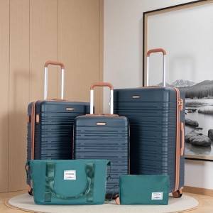 Gulches 5-Piece Durable Hard Case Luggage Set (20"/24"/28"/Travel Bag/Toiletry Bag) - Color Matching Dark Green - 1 of 4