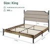 ALEXOUN Bed Frame with Upholstered Headboard & Wood Slats, Easy Assembly,No Box Spring Needed for Bedroom,Apartment,Brown - 3 of 4