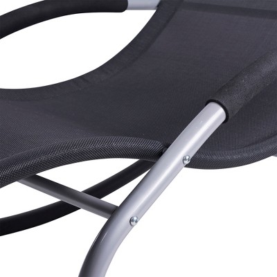 Elysian Black Zero Gravity Rocking Chaise with Cushioned Headrest