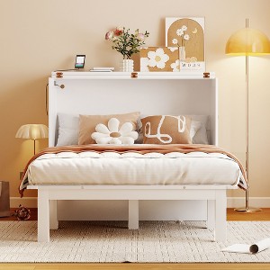 XIYUYEU Full Size Murphy Bed Foldable Bed Frame with 2 Movable Shelves and Port for Bedroom - 1 of 4