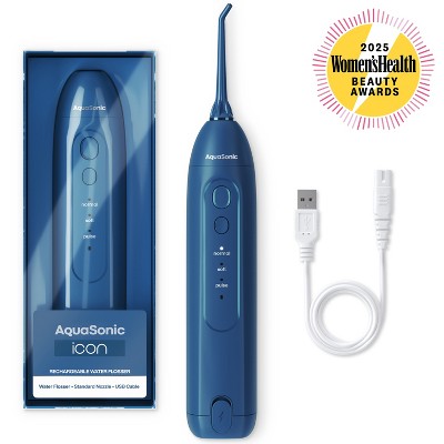 AquaSonic Icon Electric Water Flosser - Rechargeable, Included Jet Tip, Charging Cord, Home & Travel Use