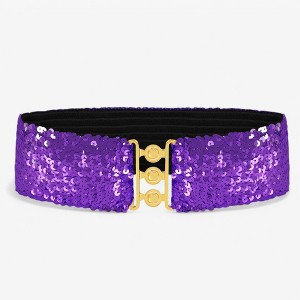 Anna-Kaci Wide Elastic Sequin Belt with Clasp for Women - 1 of 4