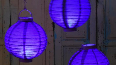 12 Magenta Battery Operated LED Paper Lanterns