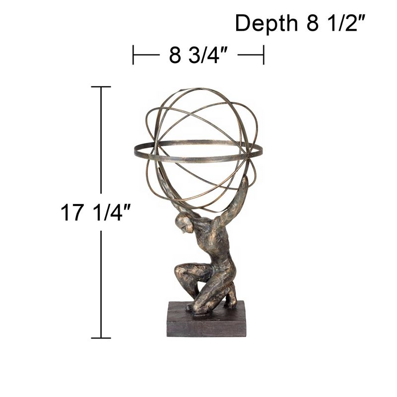 Studio 55D Atlas with Globe 17 1/4" High Bronze Sculpture, 4 of 7