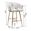 SKRAN Stylish 26" Velvet Bar Stool Set of 2 With Handcrafted Wave Backrest, Gold Chrome Base and Footstool for Kitchen Island, Bar, Pub - 3 of 4