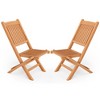 Tangkula Set of 2 Teak Wood Outdoor Chair Folding Portable Patio Chair w/ Slatted Seat & Back - 2 of 4