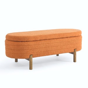 Maliang Ottoma Oval Storage Bench,Rubber Wood Leg(46."x17.7"x10.8") - 1 of 4