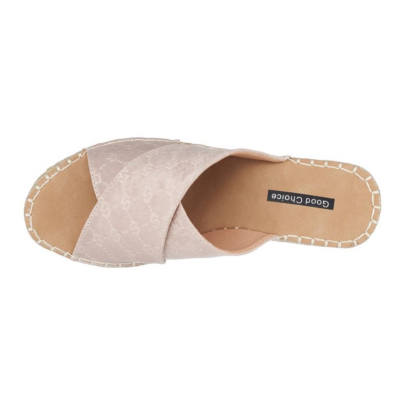 GC Shoes Darline Cross Strap Espadrille Comfort Slide Wedge Sandals, 4 of 9