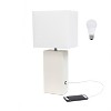 Modern Leather Table Lamp with USB and Fabric Shade - Elegant Designs - 3 of 4
