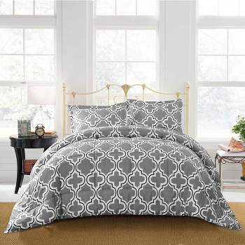Modern Trellis Geometric Wrinkle-Resistant Down Alternative 3-Piece Comforter Set by Blue Nile Mills