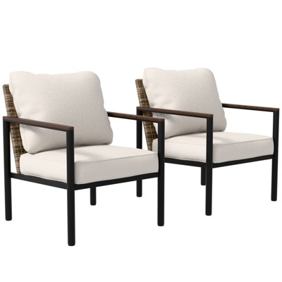 EAGLE PEAK Sunset Dune Collection Modern Patio Furniture Chair, Wicker Metal Outdoor Dining Chairs