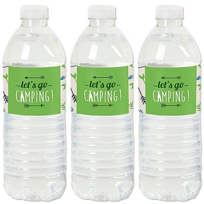 Big Dot of Happiness Happy Camper - Camping Baby Shower or Birthday Party Water Bottle Sticker Labels - Set of 20