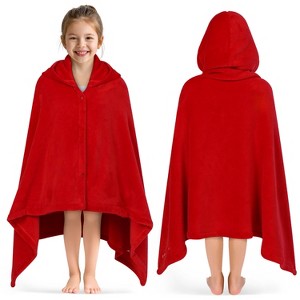 PAVILIA Coral Fleece Hooded Towel For Kids Toddler, After Shower Wrap for Beach Pool Swimming, Boys Girls 3-8 Years - 1 of 4