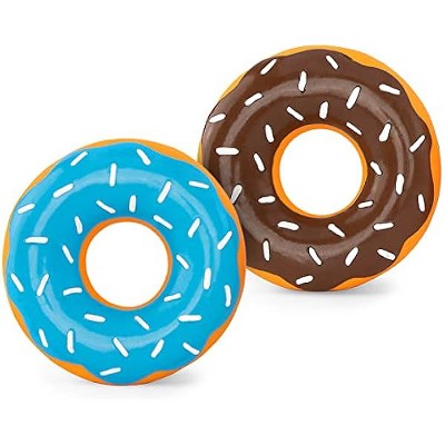 ZippyPaws Latex Donutz, Durable Dog Toy for Interactive Play, No Stuffing - Chocolate & Blueberry (2-Pack)