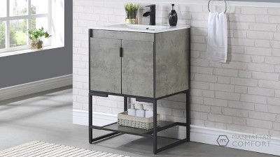 Scarsdale 36" White Freestanding Bathroom Vanity with Steel Legs