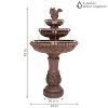 Sunnydaze 43"H Electric Resin and Concrete 3-Tier Pair of Doves Outdoor Water Fountain - 3 of 4