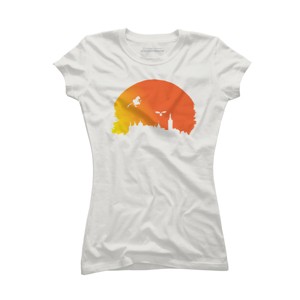 Junior's Design By Humans Halloween witch silhouette By InfaredDesigns T-Shirt - 1 of 3